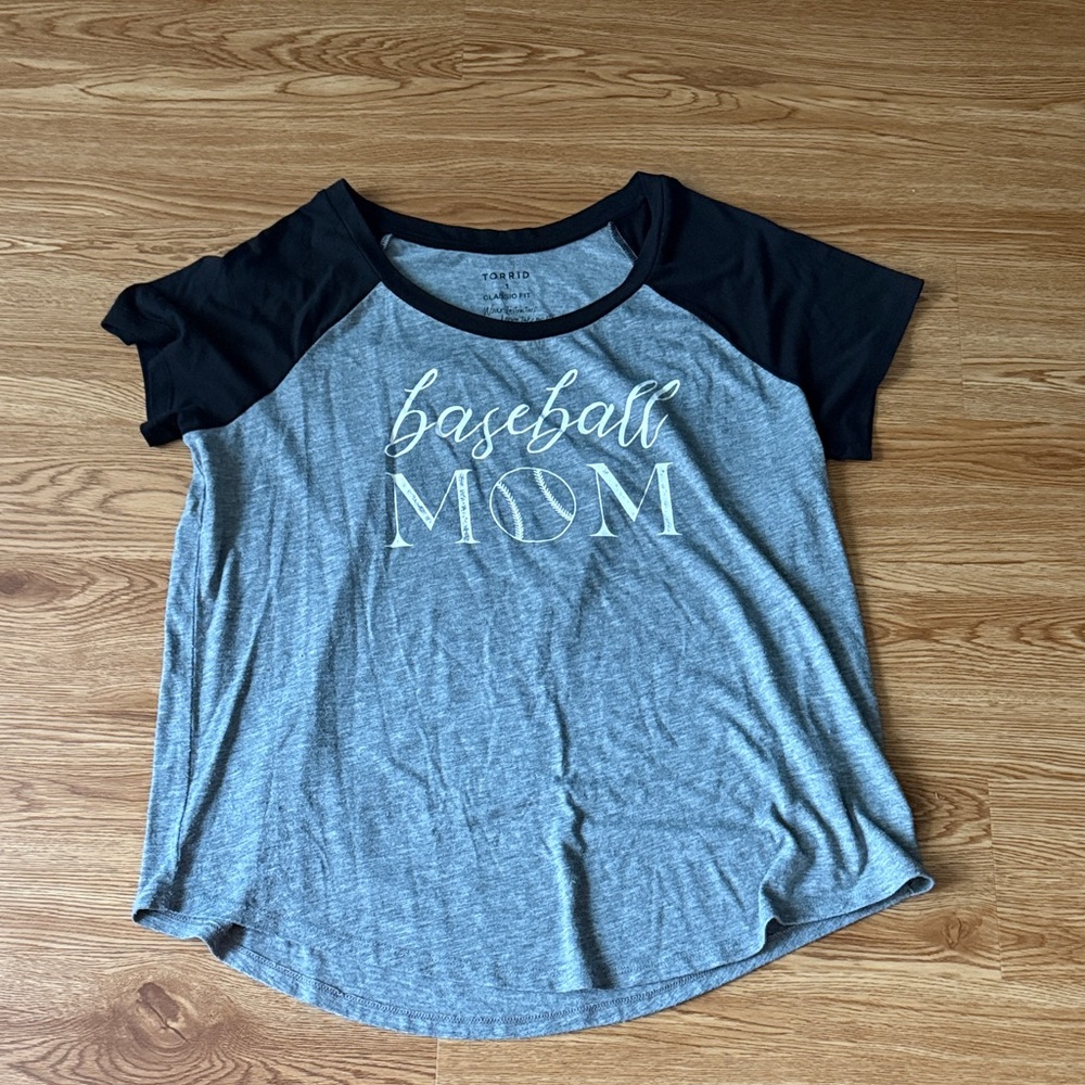 Torrid Baseball Mom Tee - Gray & Black